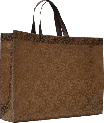 Reusable tote bag with brown pattern in non-woven polypropylene - 17.5 x 4.75 x 16 - 80 GSM