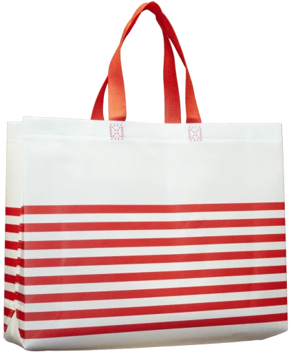 Reusable non-woven polypropylene bag striped red - 15.5 x 4 x 13.75 - 80 GSM