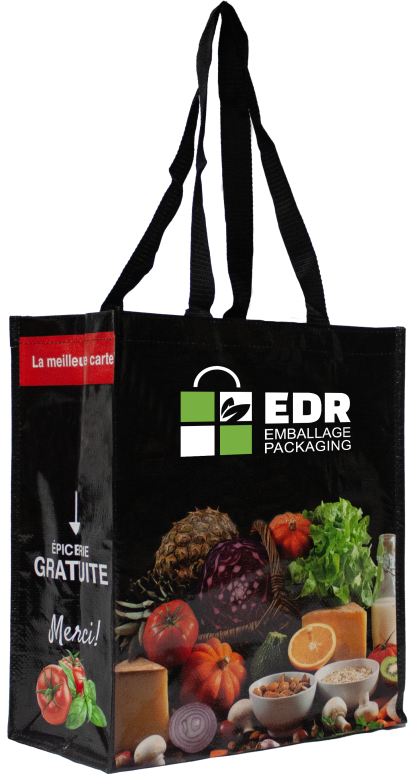 Woven reusable bag - 14” x 8” x 16” – 100 GSM – White & Black