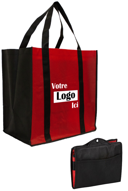 Foldable reusable bag 2-tone non-woven - 15 L x 9 W x 15 H - 80 gsm
