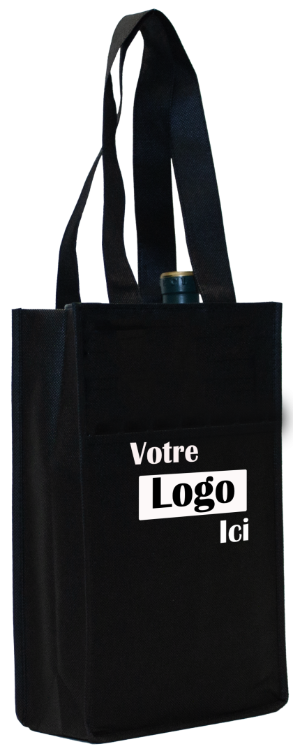Reusable wine bag for 2 bottles non-woven - 7 L x 3.5 W x 12 H in - 80 gsm