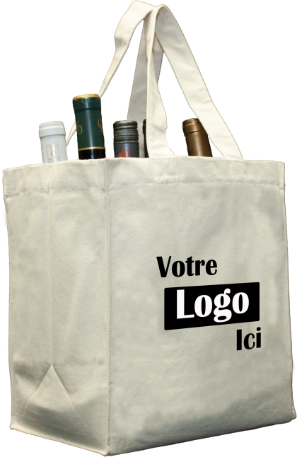 Cotton wine bag for 6 bottles - 10.5L x 7.5W x 12H - 10oz