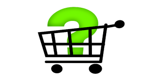 Illustration d’un panier d’achat noir avec un point d’interrogation vert symbolisant les questions à poser à un fournisseur