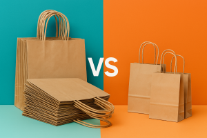 Comparaison visuelle entre sacs en gros et en petite quantité.