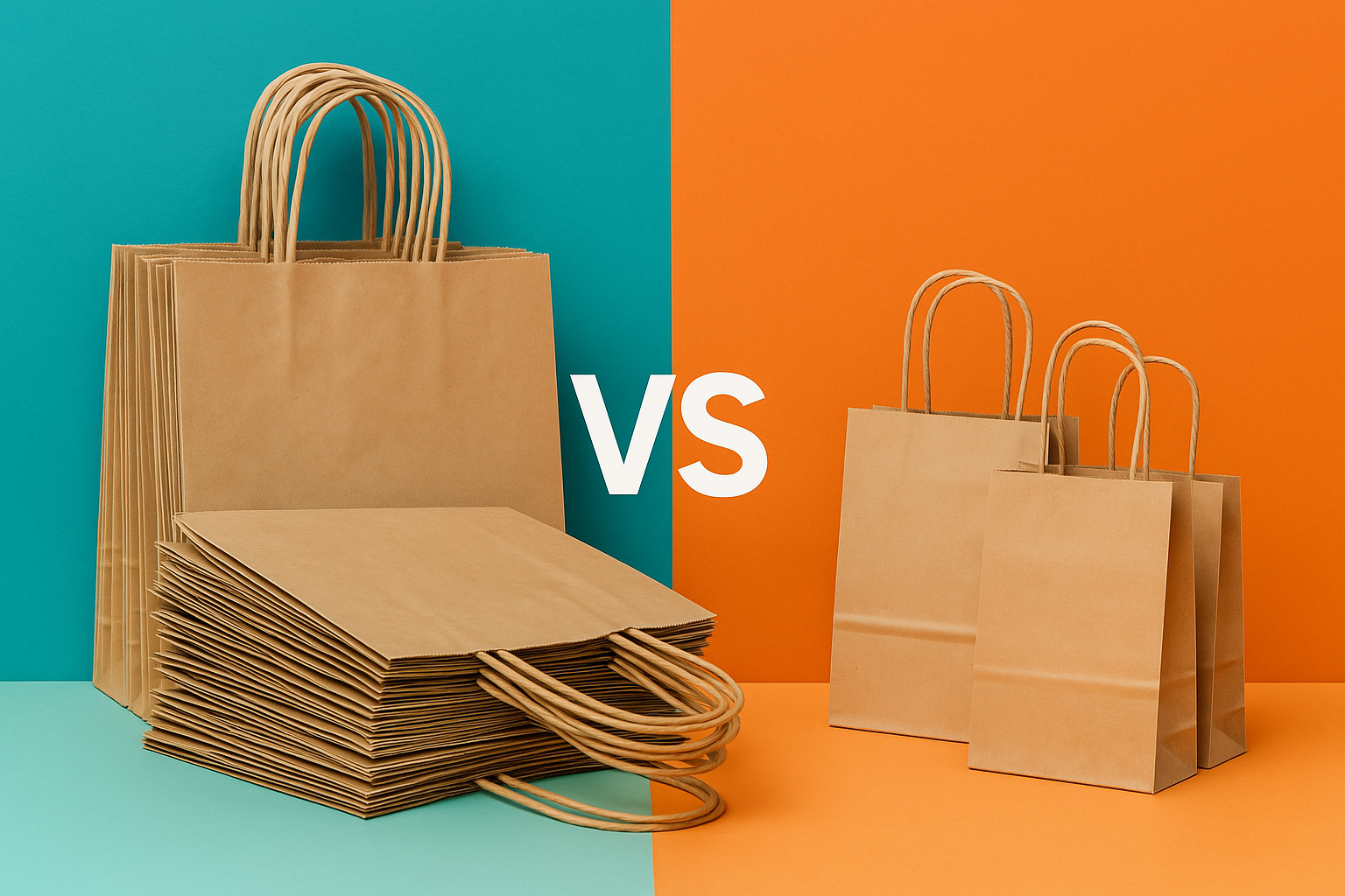 Comparaison visuelle entre sacs en gros et en petite quantité.